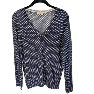 LOFT blue white flower pattern cardigan L